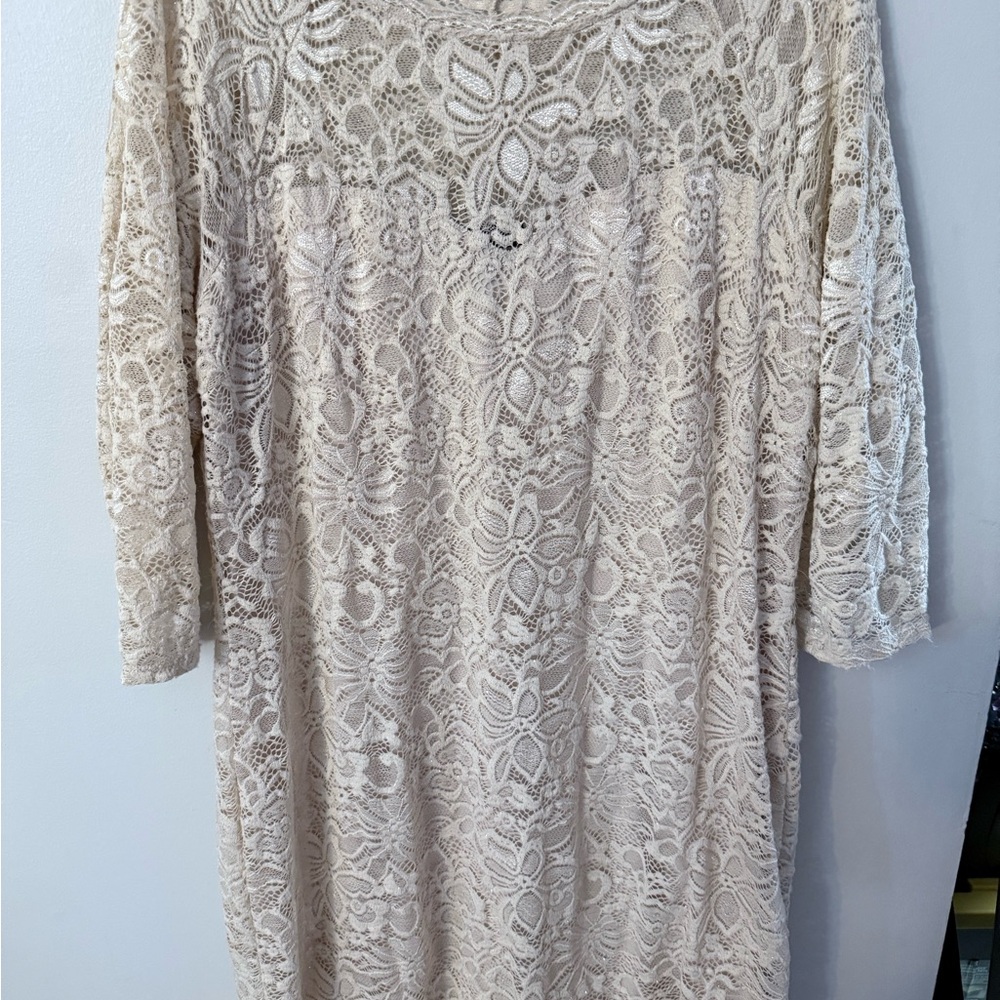 Candalite Women's Cream Lace Dress lined size 2X
